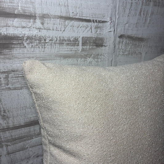 Off White Textured Square Throw Pillow