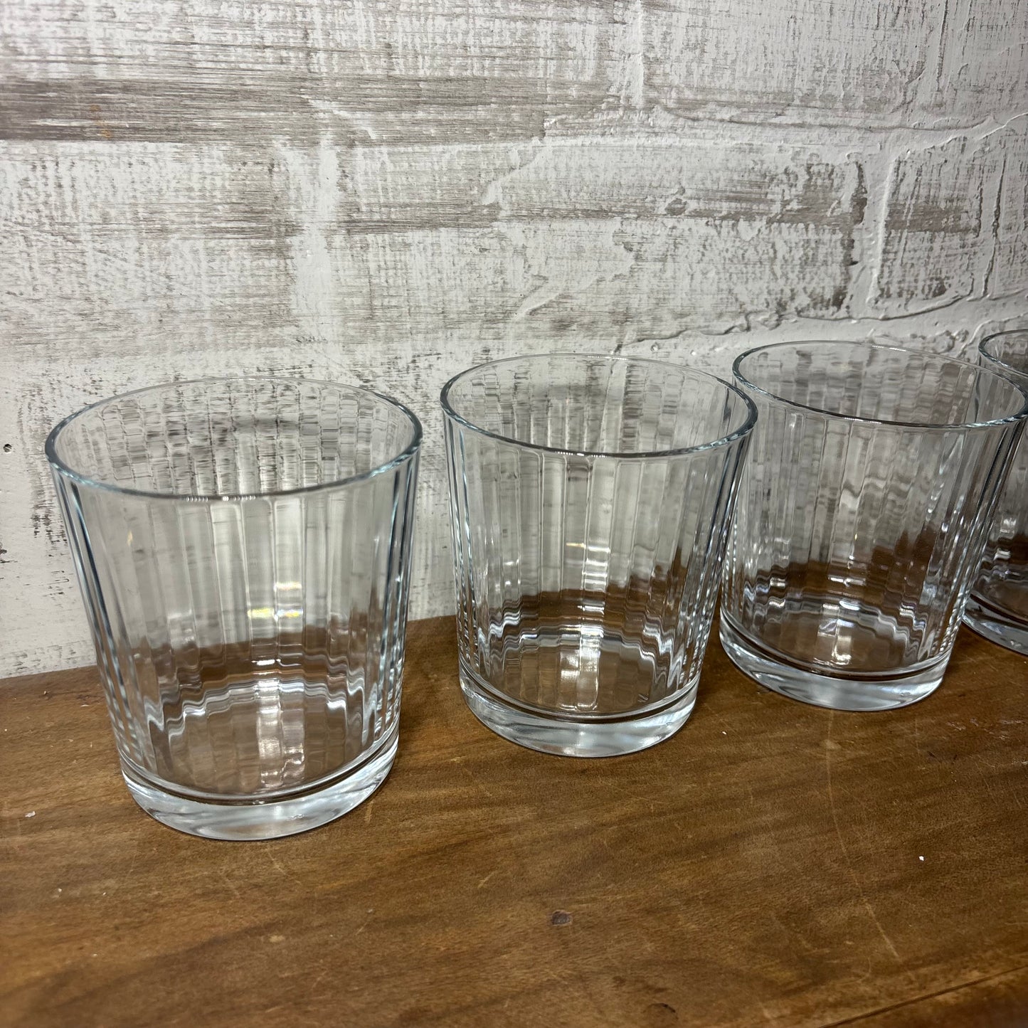 Set Of Four Ribbed Low Glasses