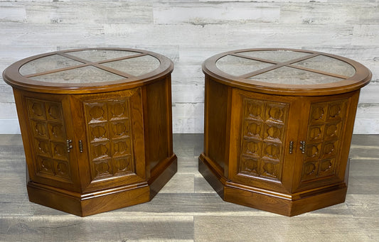 Vintage Hexagon End Table Set