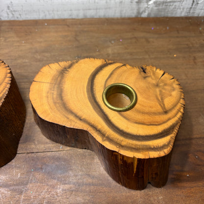 Wooden Candle Holders Set Of 2
