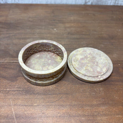 Vintage Carved Soapstone Trinket Box Decorative Tray