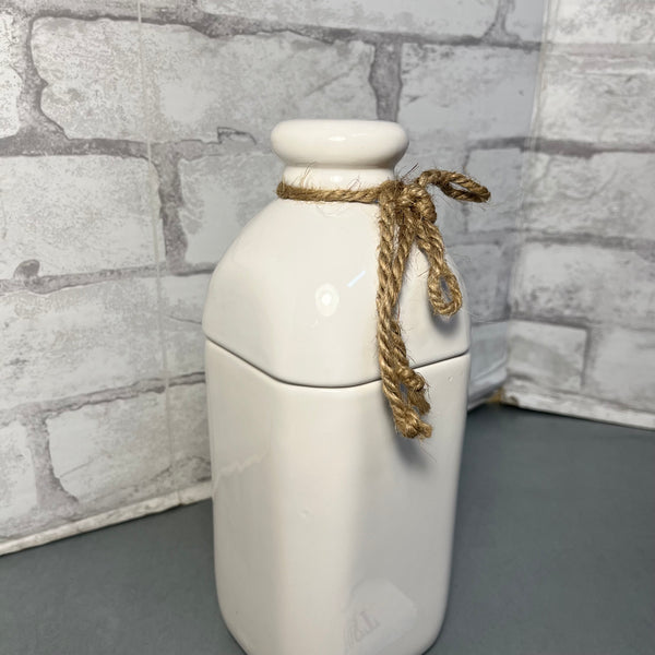 Ceramic White Milk Canister