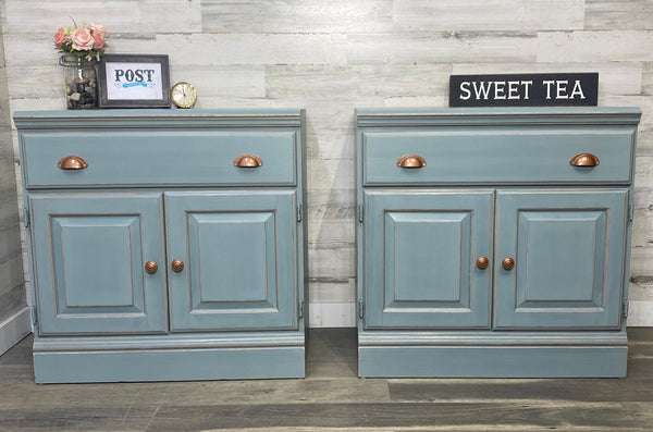 Set Of 2 XL Nightstands Blue Gray