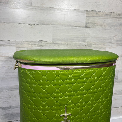 Vintage Green Vinyl Quilted Hamper