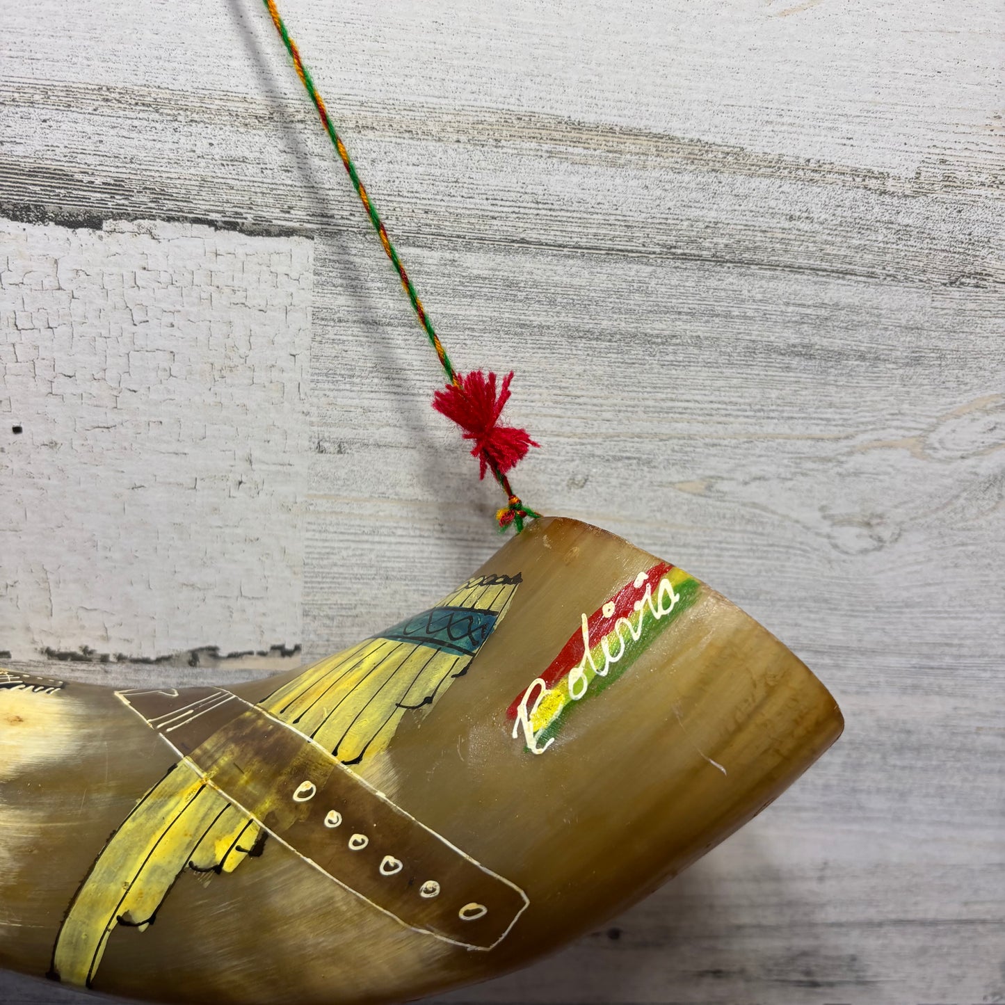 Traditional Hand Painted "Pututu" Andean Wind Instrument