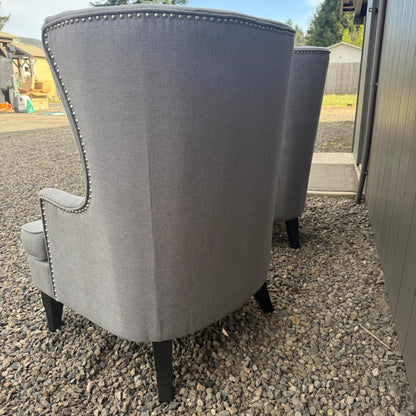 Set of 2 Modern Wingback Chairs Gray