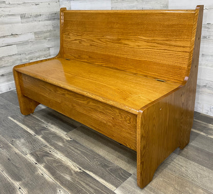 Oak Church Pew Storage Bench