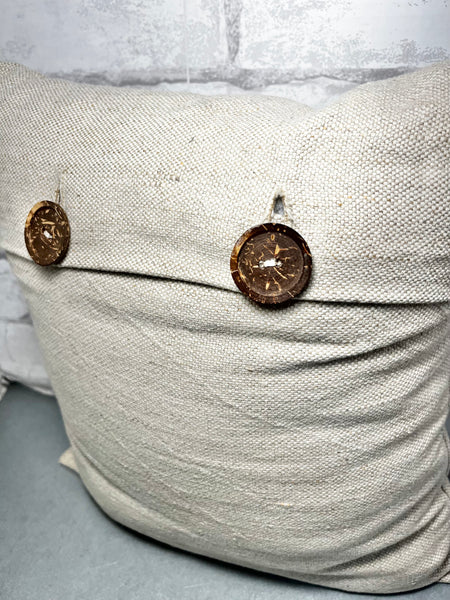 Linen Throw Pillow W/ Buttons