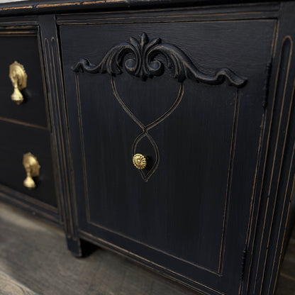 Low Antique Black Buffet