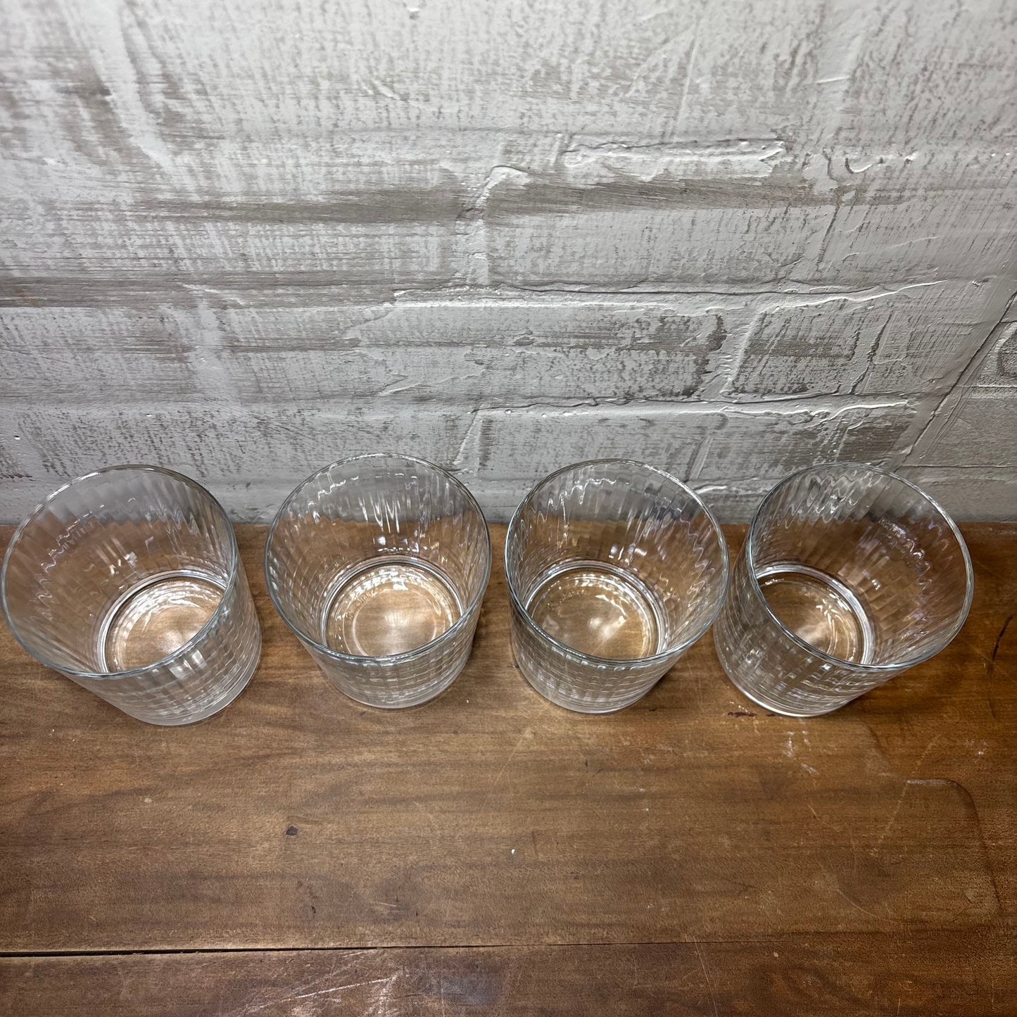 Set Of Four Ribbed Low Glasses