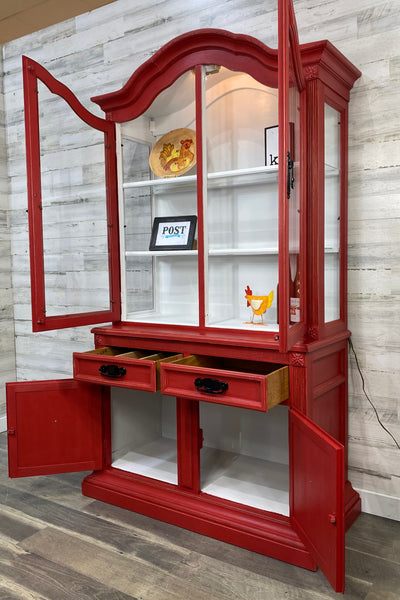 Farmhouse Red China Hutch