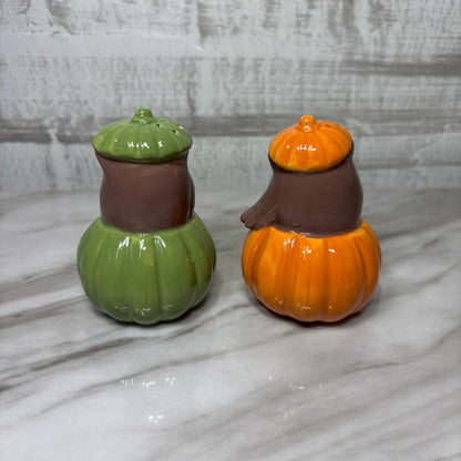 Owl In Pumpkin Salt & Pepper Shaker Set