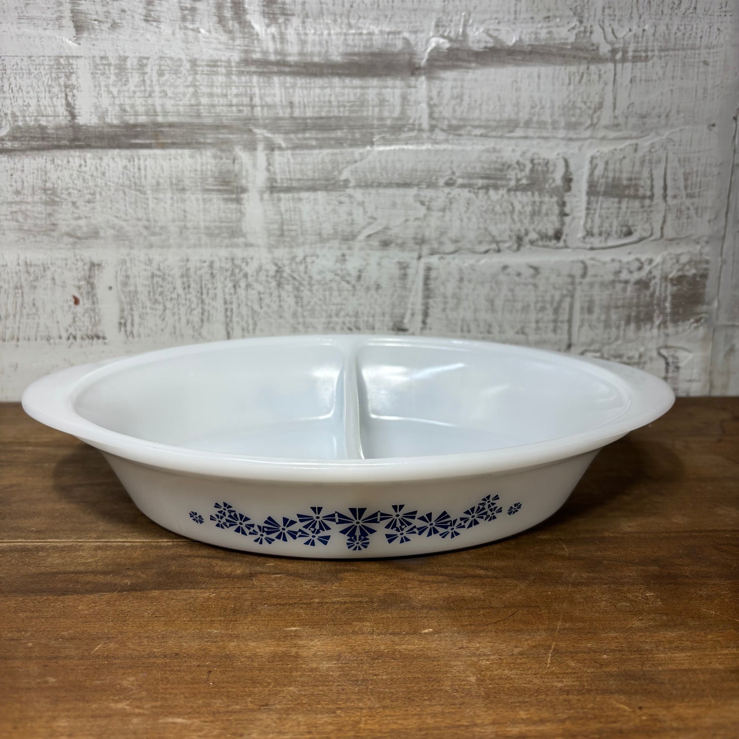 Vintage Glasbake Milk Glass Divided Casserole Dish