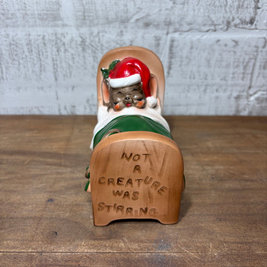 Vintage Christmas Josef Originals “Not a Creature was Stirring” Mouse in Bed Figurine