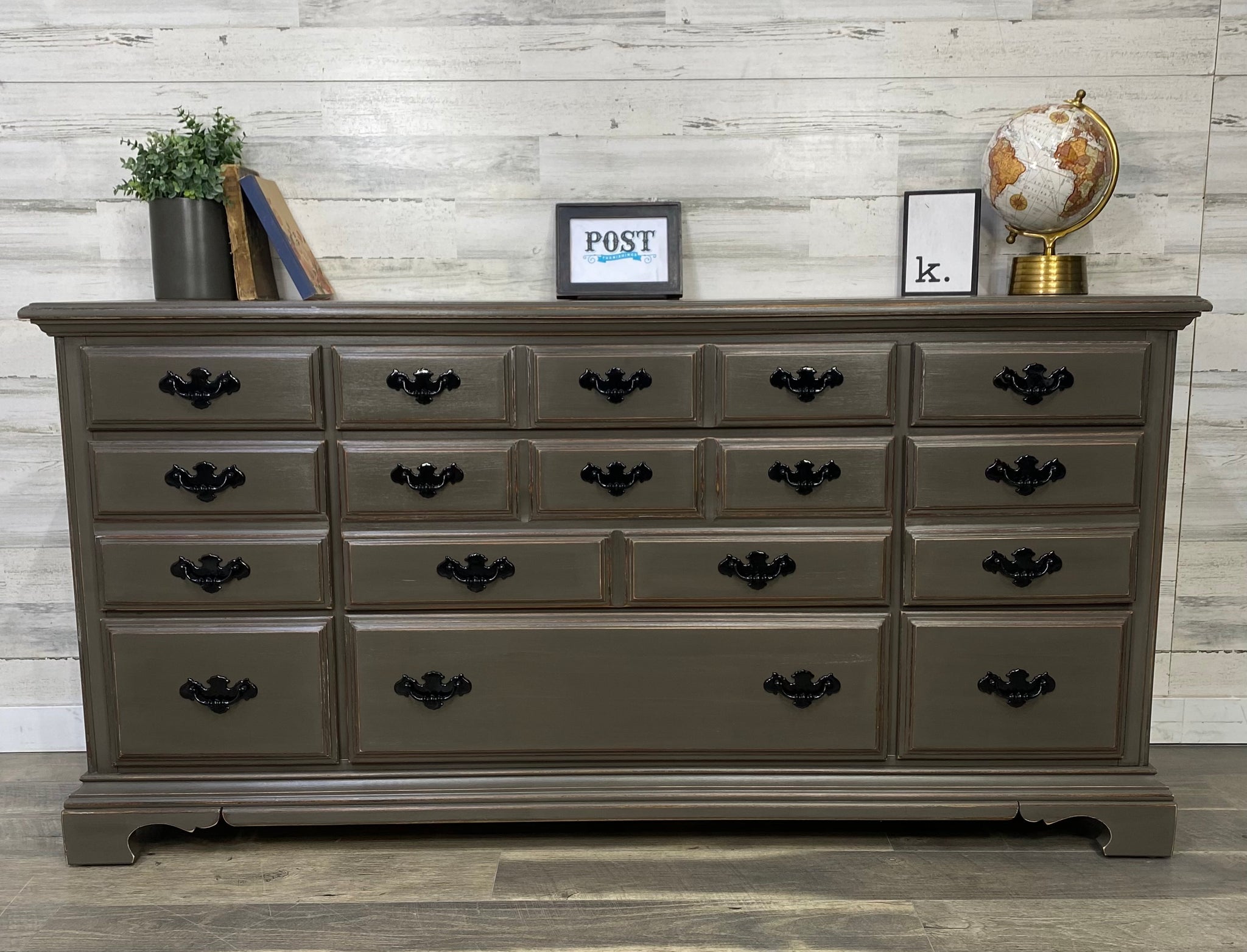 Gray/ Brown 9 Drawer Dresser