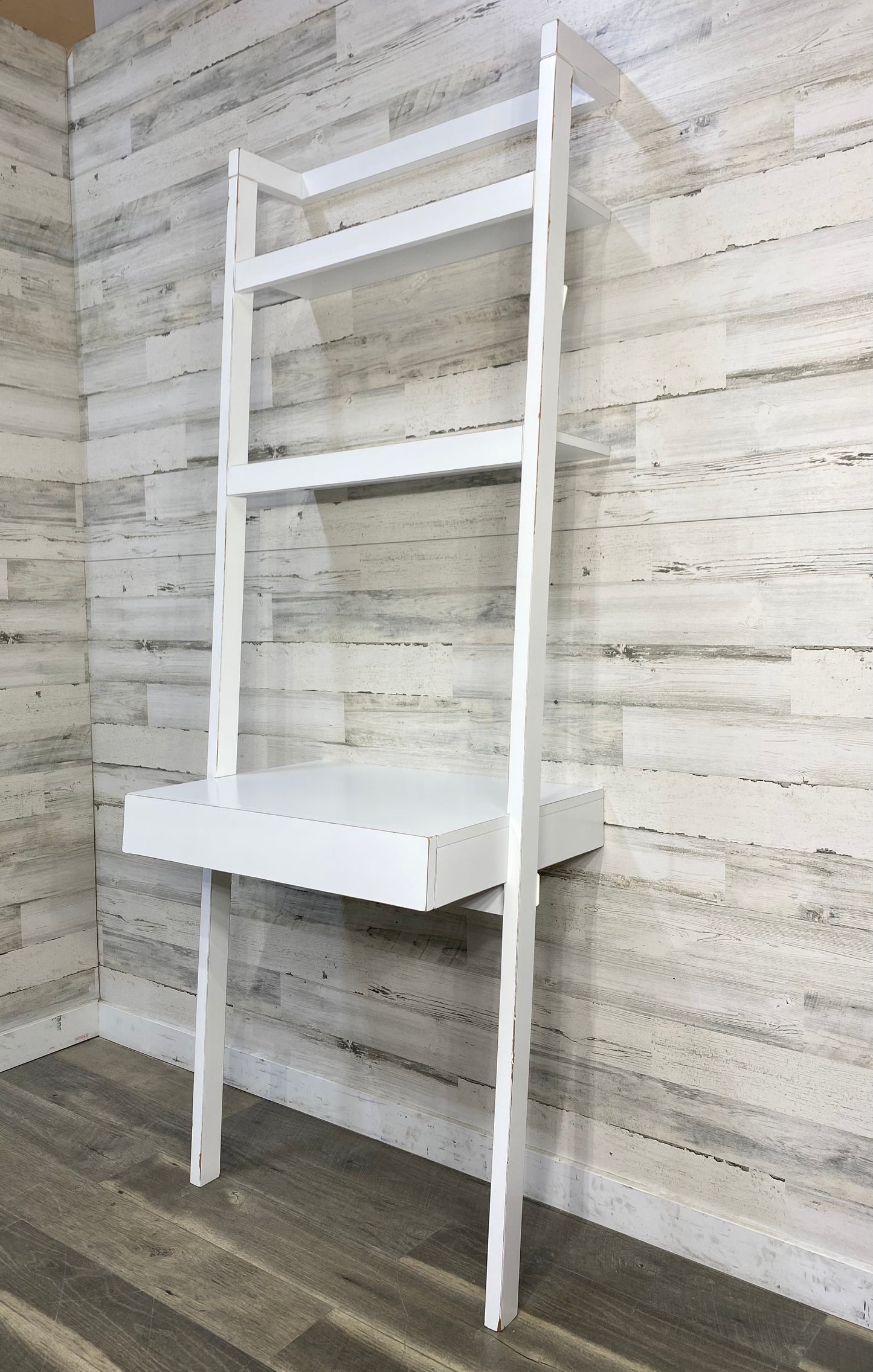 White Crate & Barrel Leaning Ladder Desk