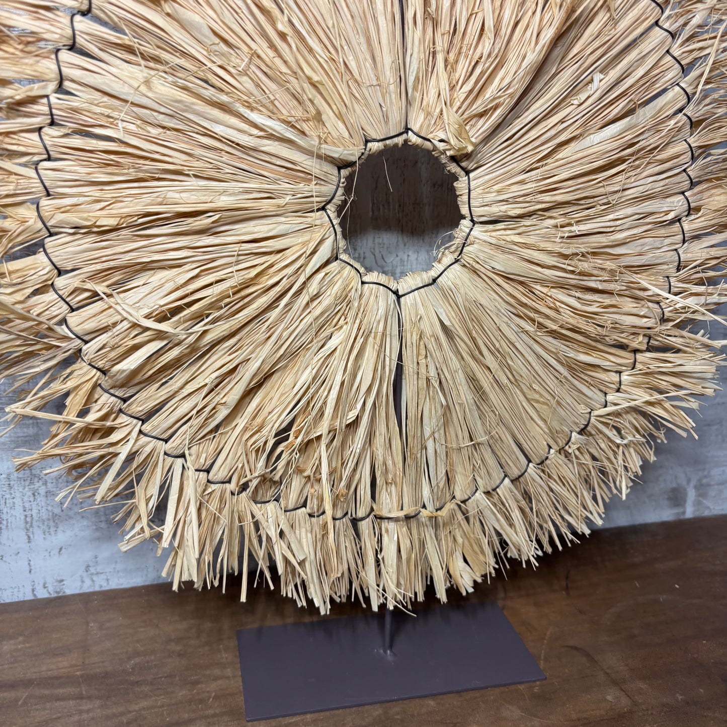 Natural Raffia Fiber Tabletop Sculpture