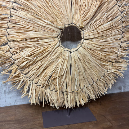 Natural Raffia Fiber Tabletop Sculpture