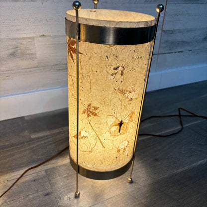 Mid Century Leaf Butterfly Deadstock Cylinder Lamp Set Of Two
