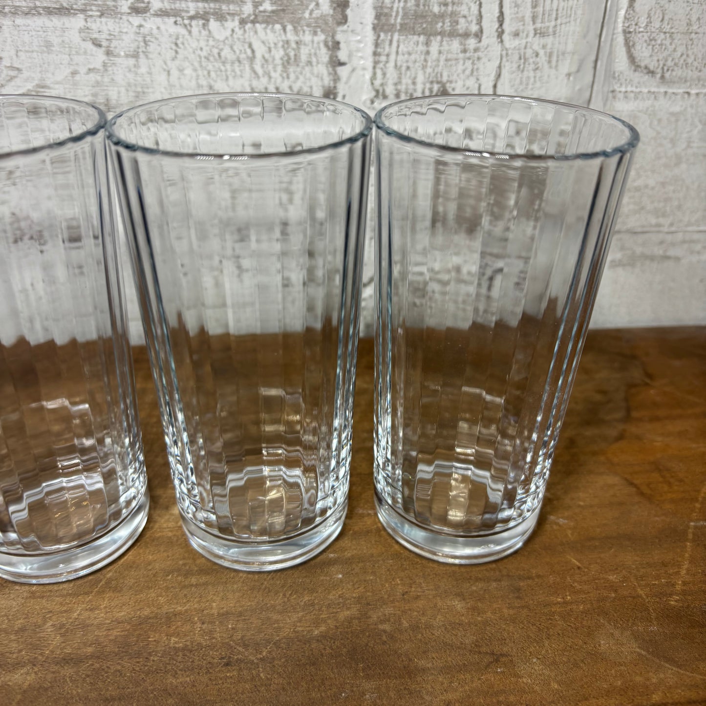 Set of 4 Clear Ribbed Skinny Glasses