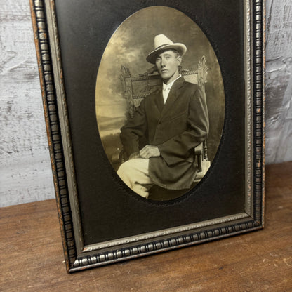 Antique Portrait In Wooden Frame