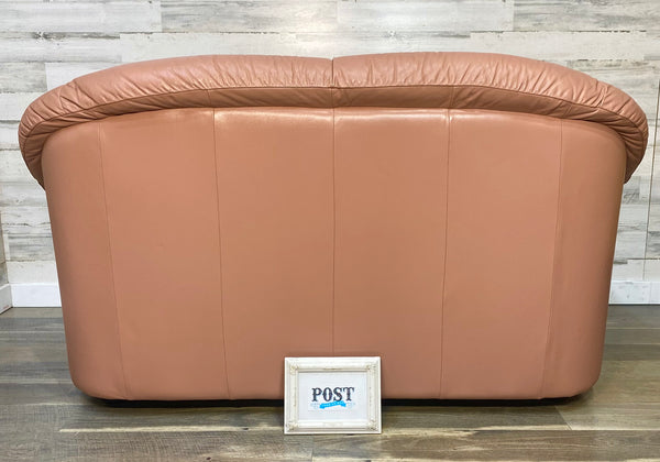 Pink Italian Leather Natuzzi Loveseat