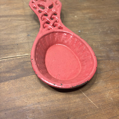 Red Enameled Cast Iron Rooster Spoon Rest