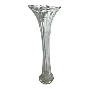 Fluted Tall Glass Mid Century Vase