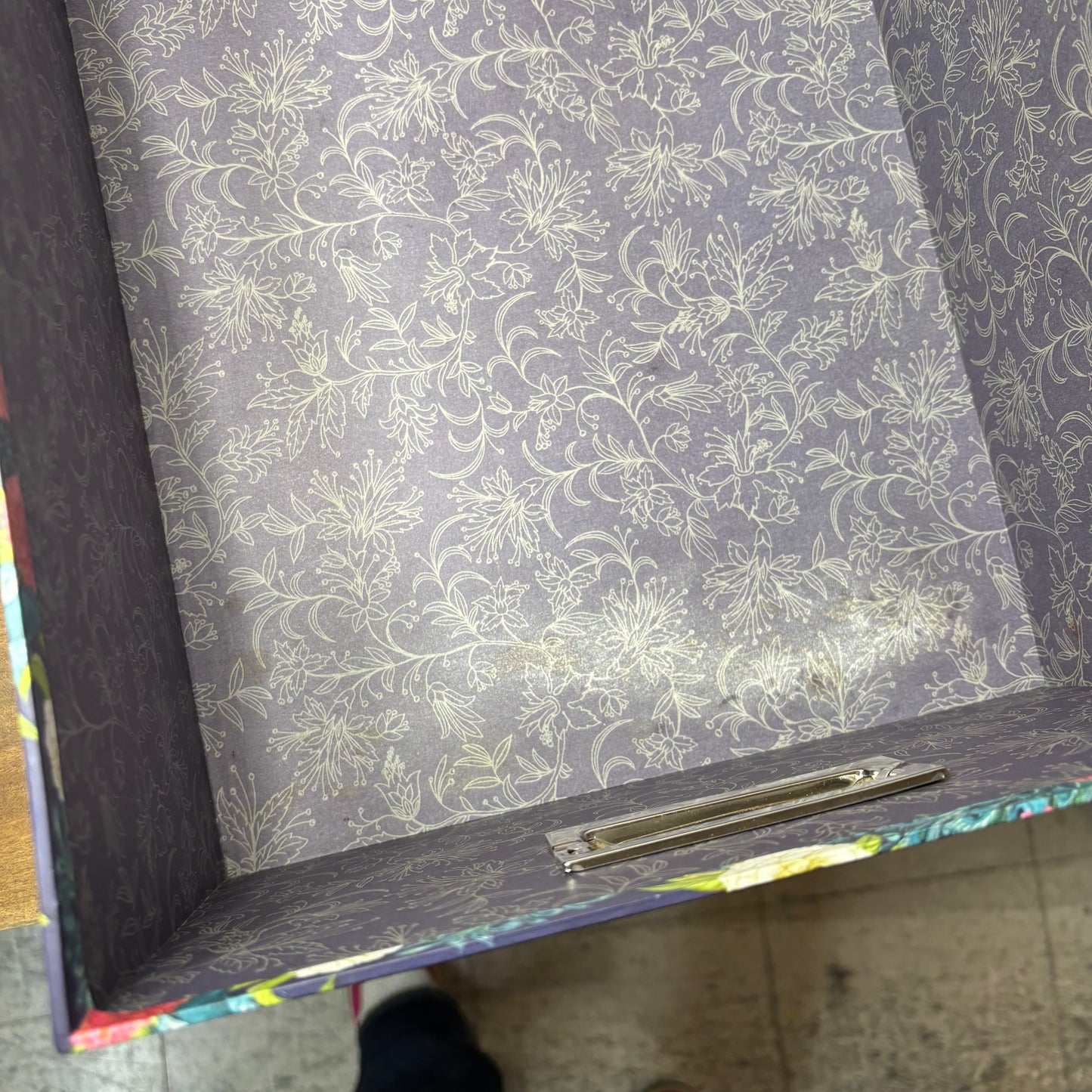 Pink & Blue Floral Peacock Design Storage Box