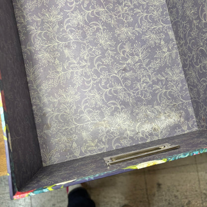 Pink & Blue Floral Peacock Design Storage Box