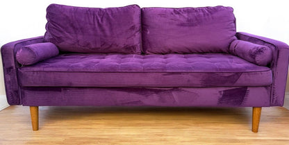 Purple Velvet Modern Loveseat