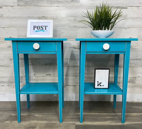 Set Of 2 Turquoise End Table Nightstands