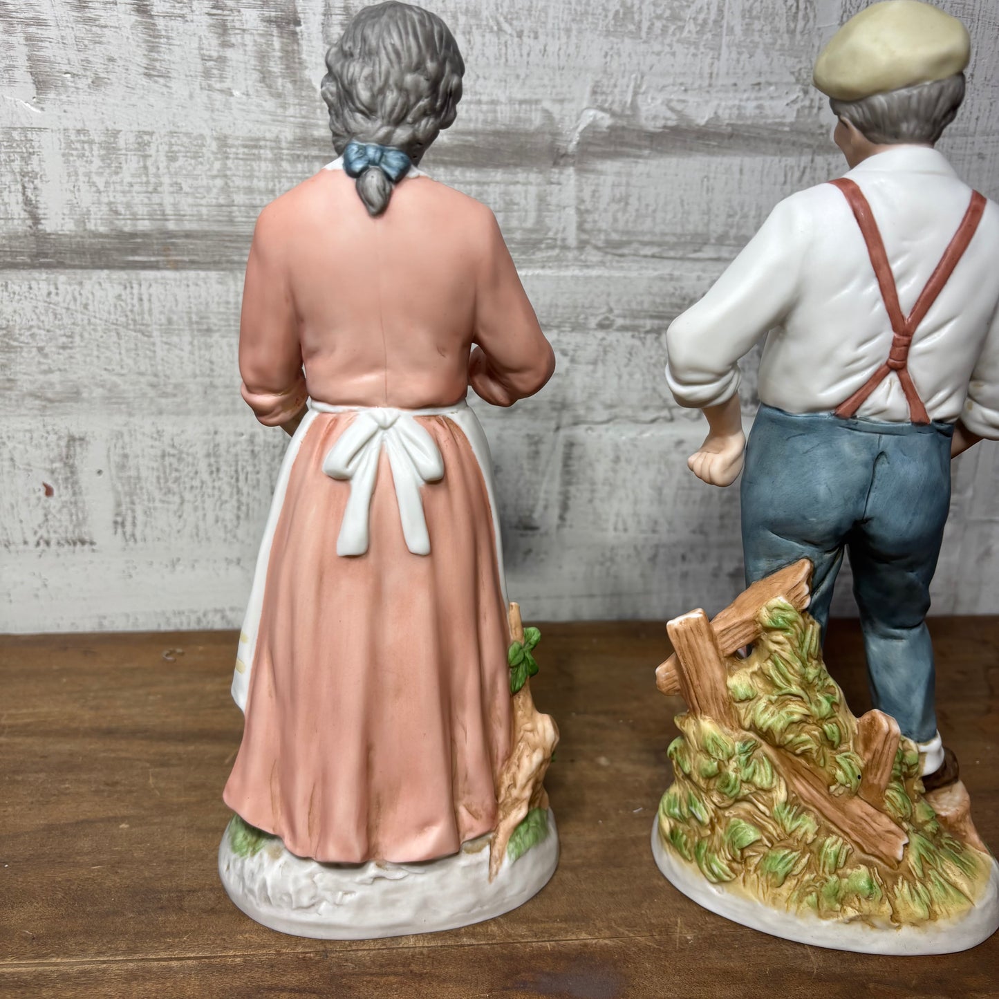Vintage Homco Porcelain Elderly Couple W/ Dogs Figurine Set #1425