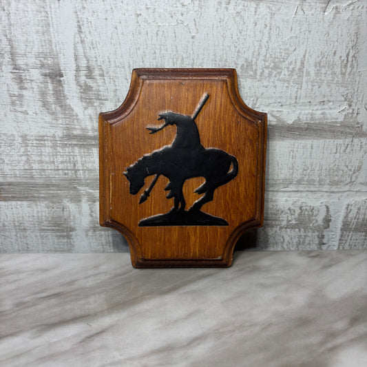 Silhouette Native American Warrior “The End Of The Trail” Wooden Wall Plaque