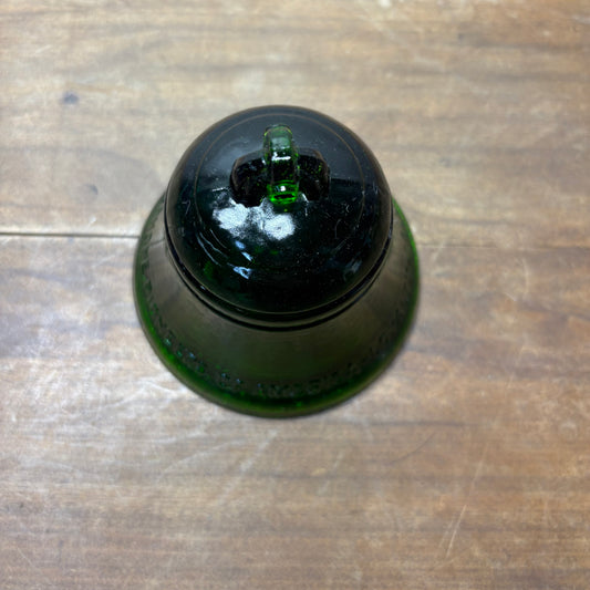 Vintage Green Glass Bell Paperweight Telephone Pioneers of America