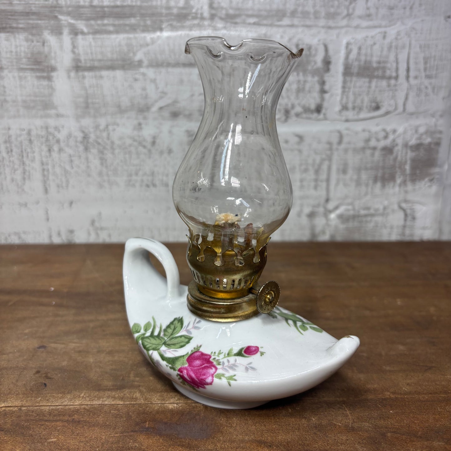 Vintage Porcelain Miniature Aladdin Style Oil Lamp