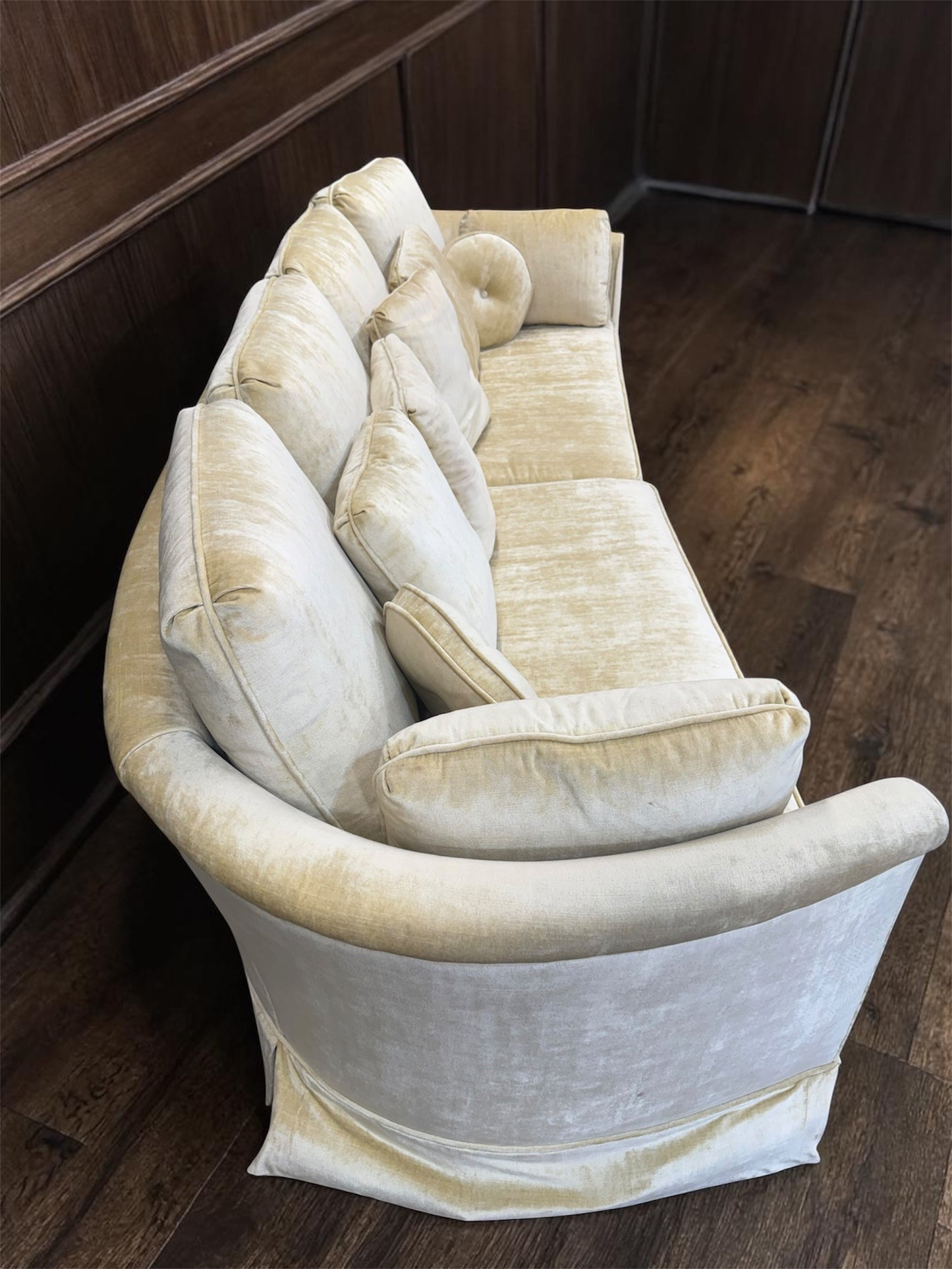 Vintage Mid Century Long Yellow Sofa Couch