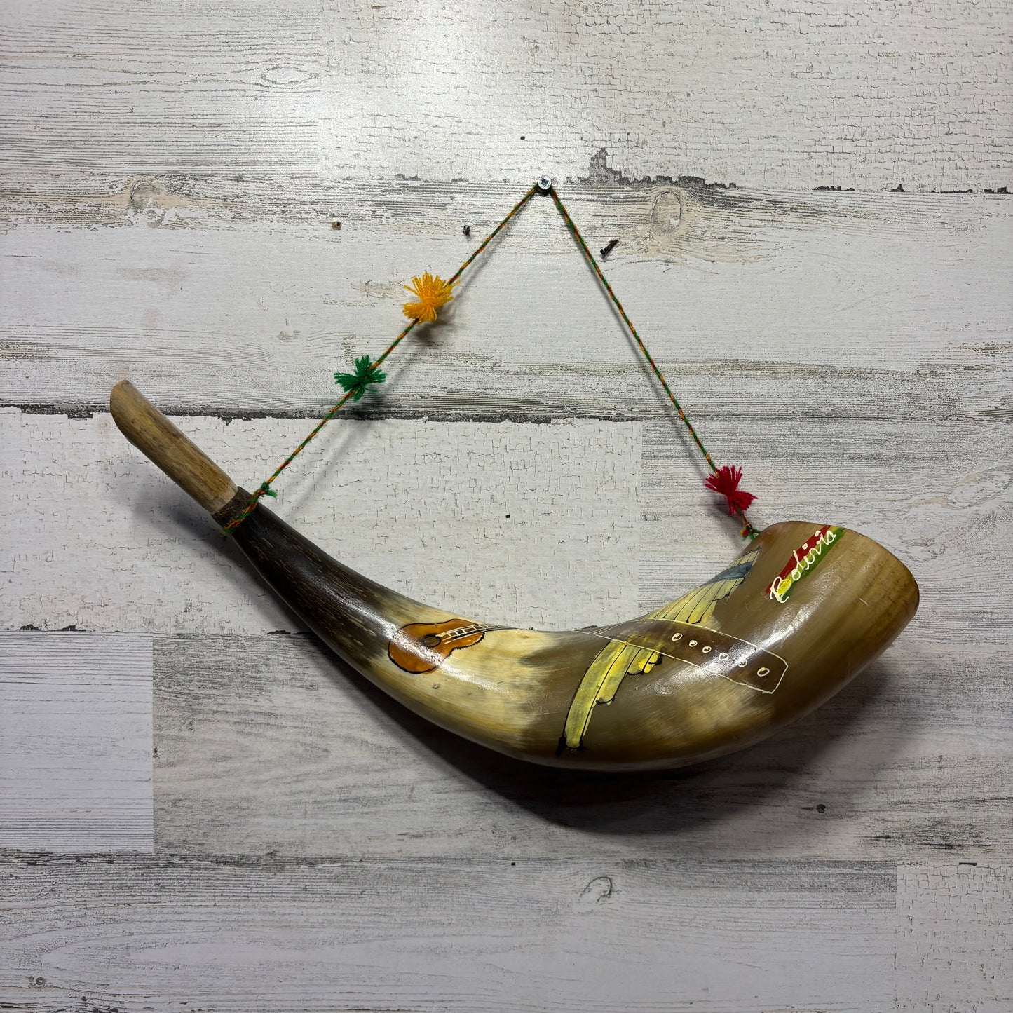 Traditional Hand Painted "Pututu" Andean Wind Instrument