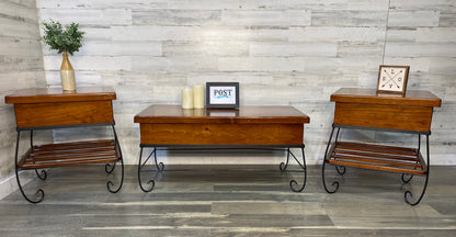 Set Of 3 Rustic Coffee & End Table Set