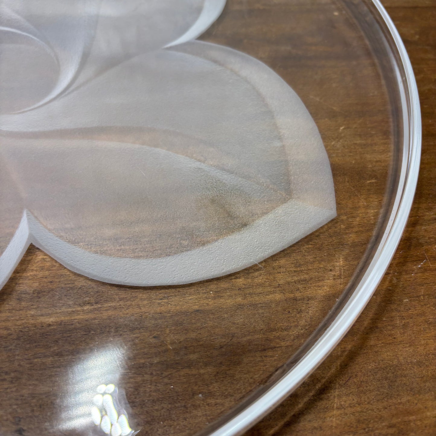 Frosted Floral Circular Glass Platter