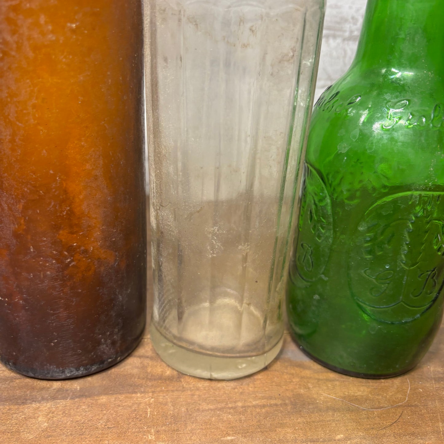 Antique Glass Bottle Set Of 3 #7