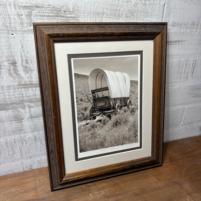 Black And White Framed Covered Wagon Picture