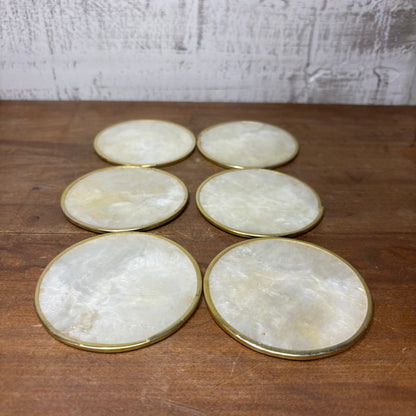 Vintage Capiz Set Of 6 White Shell Coasters