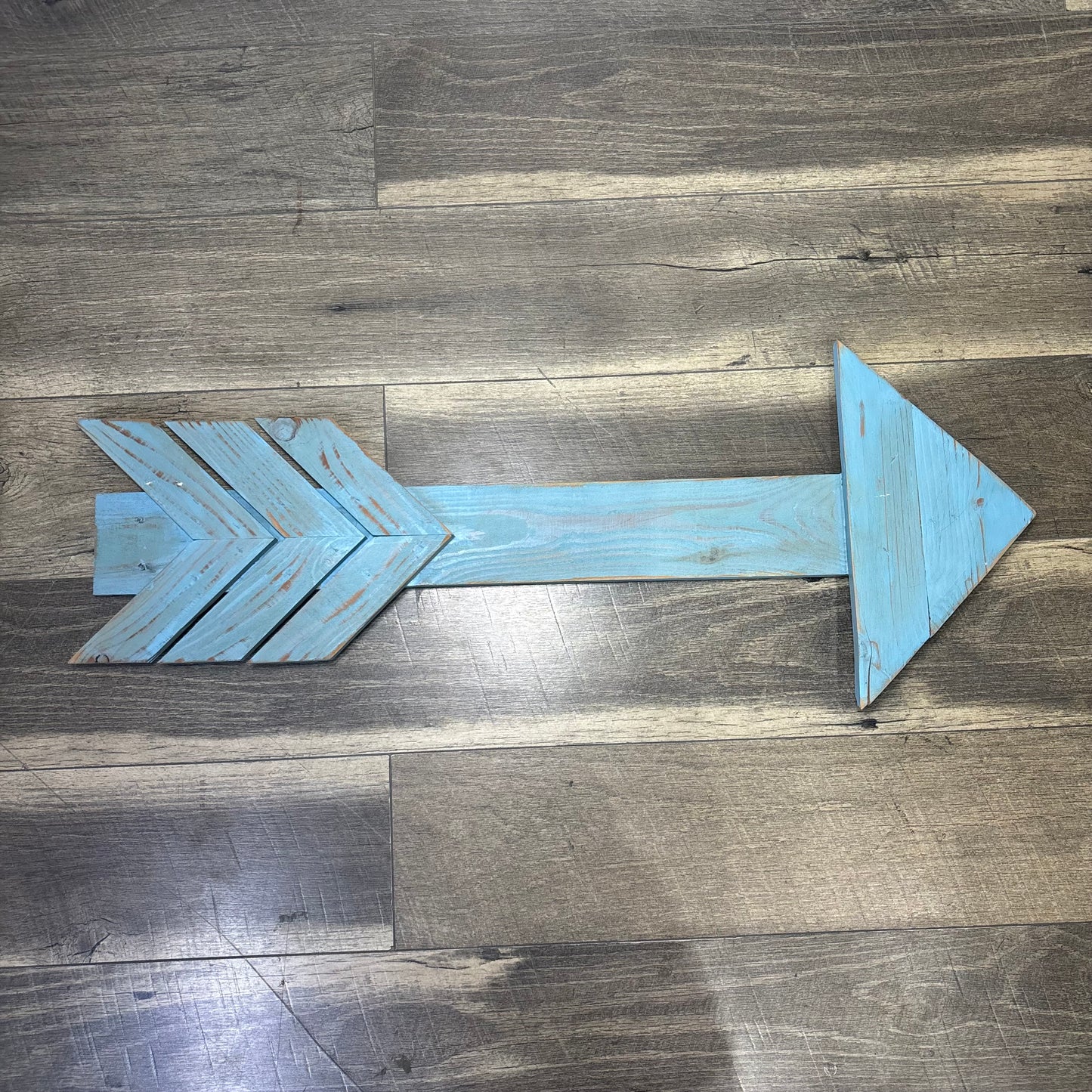 Large Rustic Light Blue Arrow Wall Decor