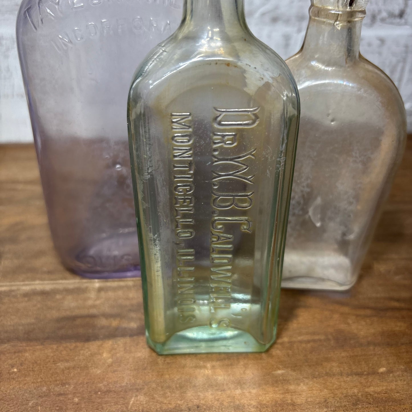 Antique Glass Bottle Set of 3 #6