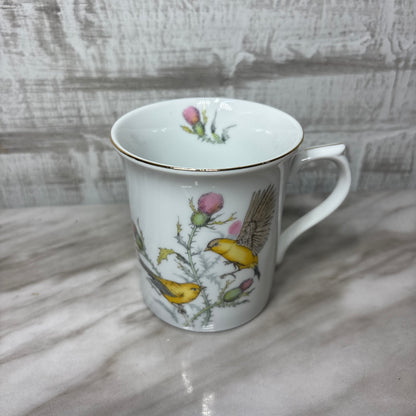 Vintage Porcelain Yellow Bird Gold Trim Mug