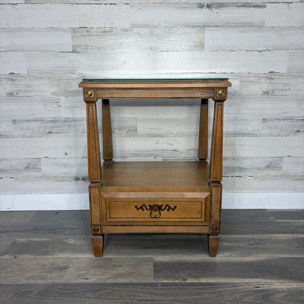 Vintage Rway French Regency End Table W/ Glass Top