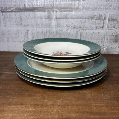 Vintage Homer Laughlin Century Green Plate/ Salad Bowl Set