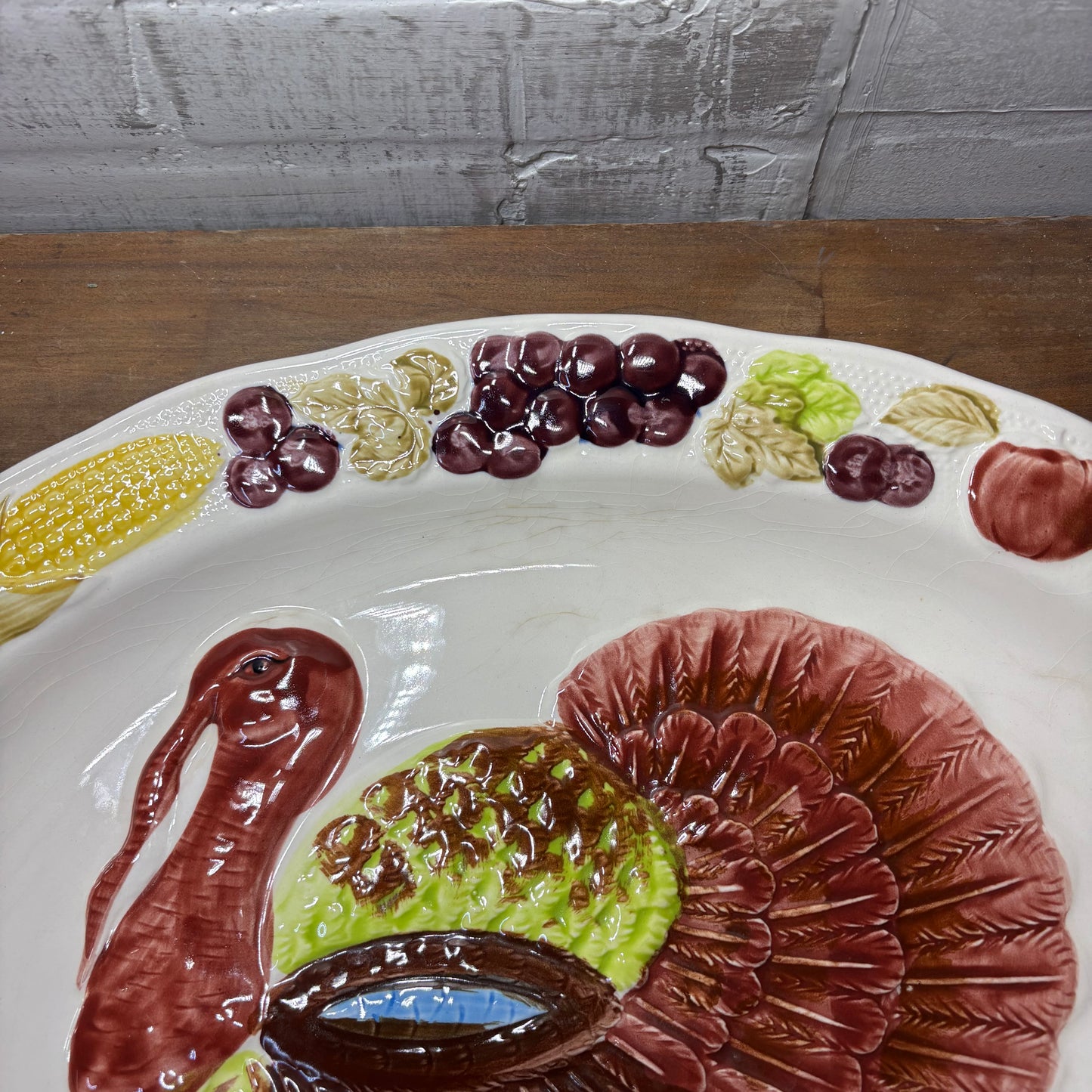 Vintage Hand Painted Thanksgiving Platter
