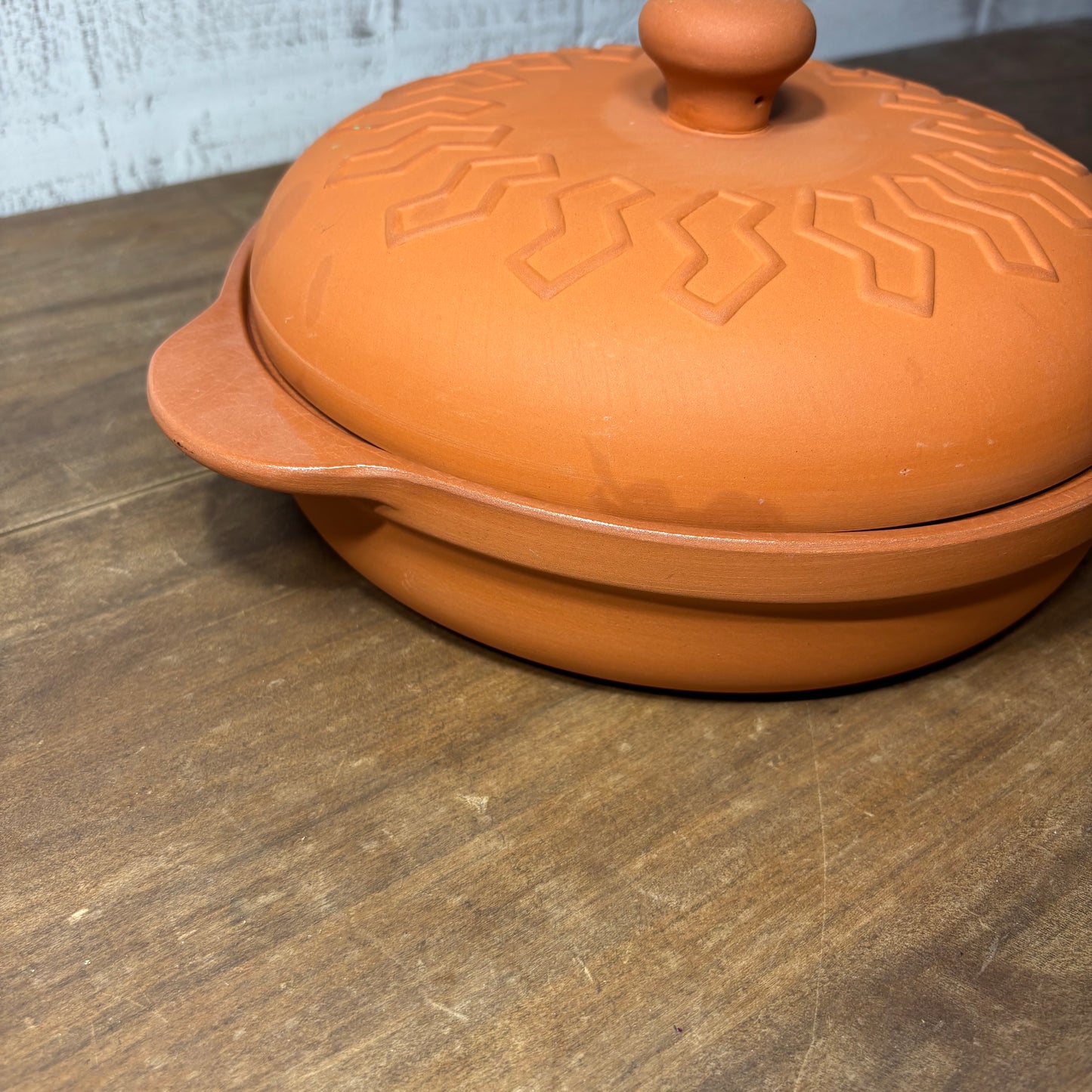 Vintage PIC Terracotta Clay Round Casserole Dish